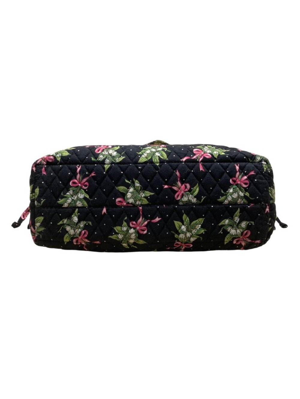 Vera Bradley Women’s Black & Green Quilted Cotton Floral Shoulder Tote Bag - Picture 9 of 13